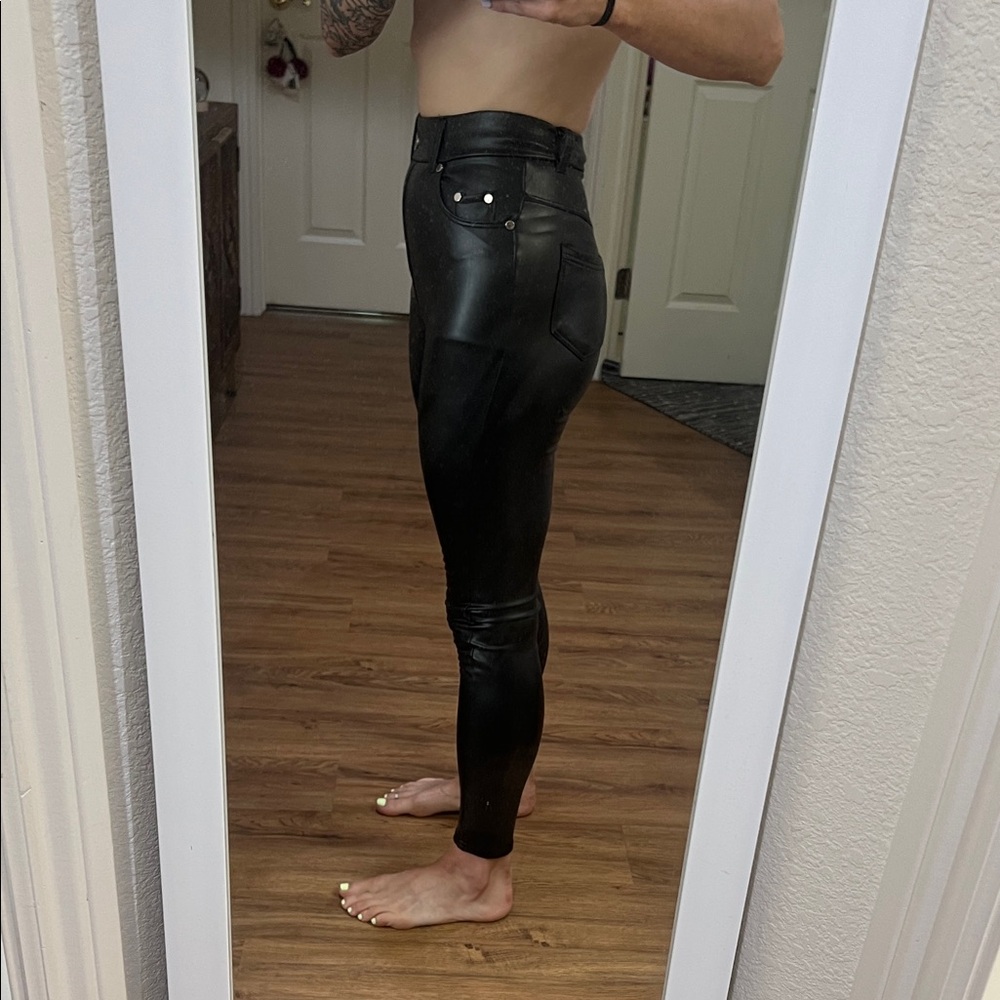 Black Faux Leather Leggings Fleece Lined!